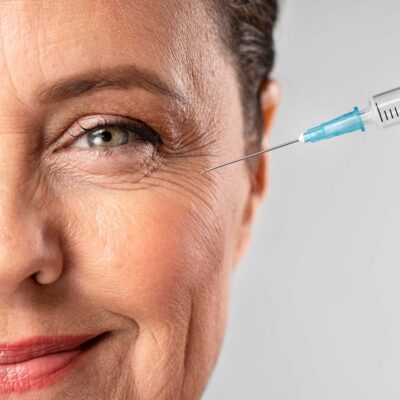 smiley-elder-woman-using-injection-her-eye-wrinkles by freepik
